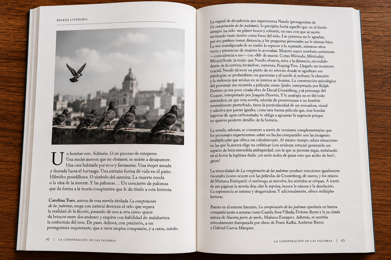 Artículo de la Novela «La conspiración de las palomas» para Corrección de Artículos en Editor de Estilo